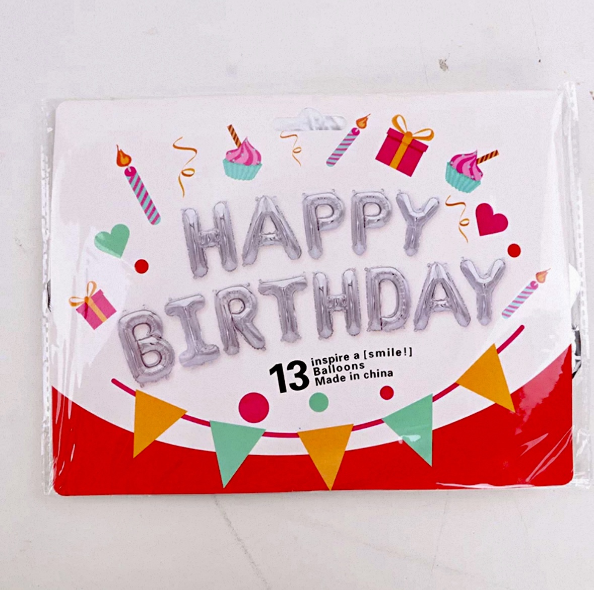 16吋 鋁膜氣球套裝 (Happy Birthday) - 銀色  (現貨最後1件)