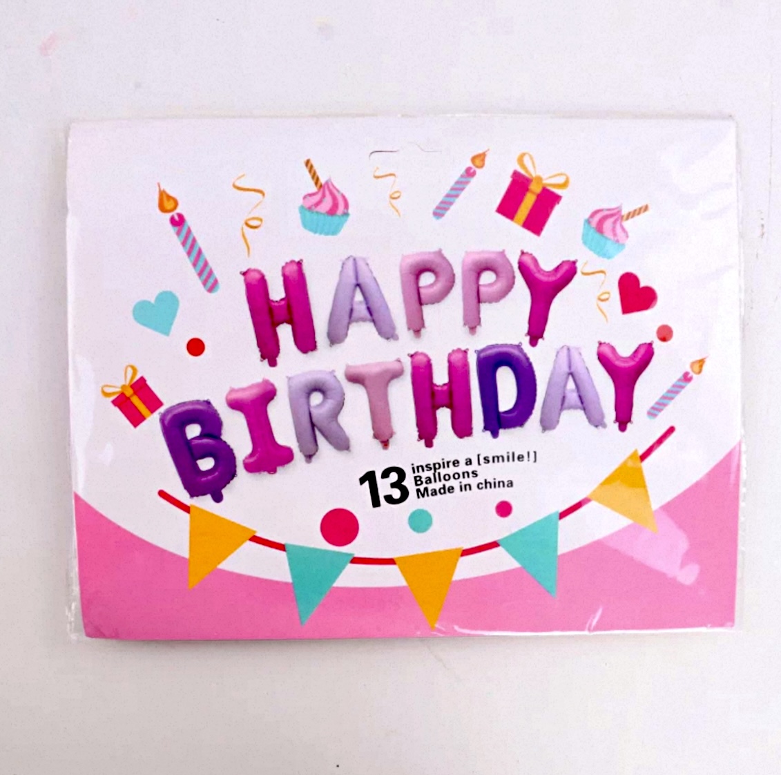 16吋 鋁膜氣球套裝 (Happy Birthday) - 糖果彩色 (現貨最後1件)