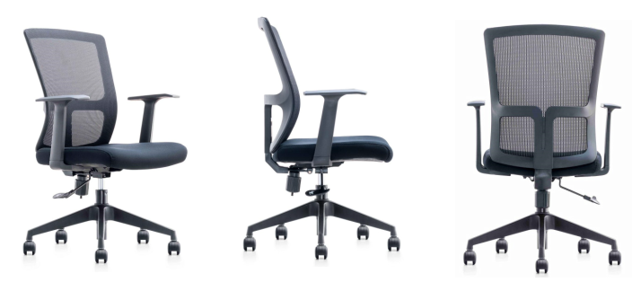"XC" Mesh chair with adj. armrest, upholstery with fabric. (網背、布座位)