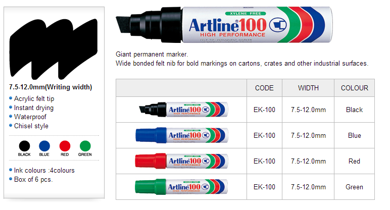 Artline EK-100 箱頭筆