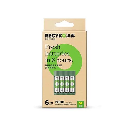 GP Recyko 綠再 日常充電器 (USB) B421 + 4粒 1=1000 系列 AA 2000mAh 鎳氫充電電池