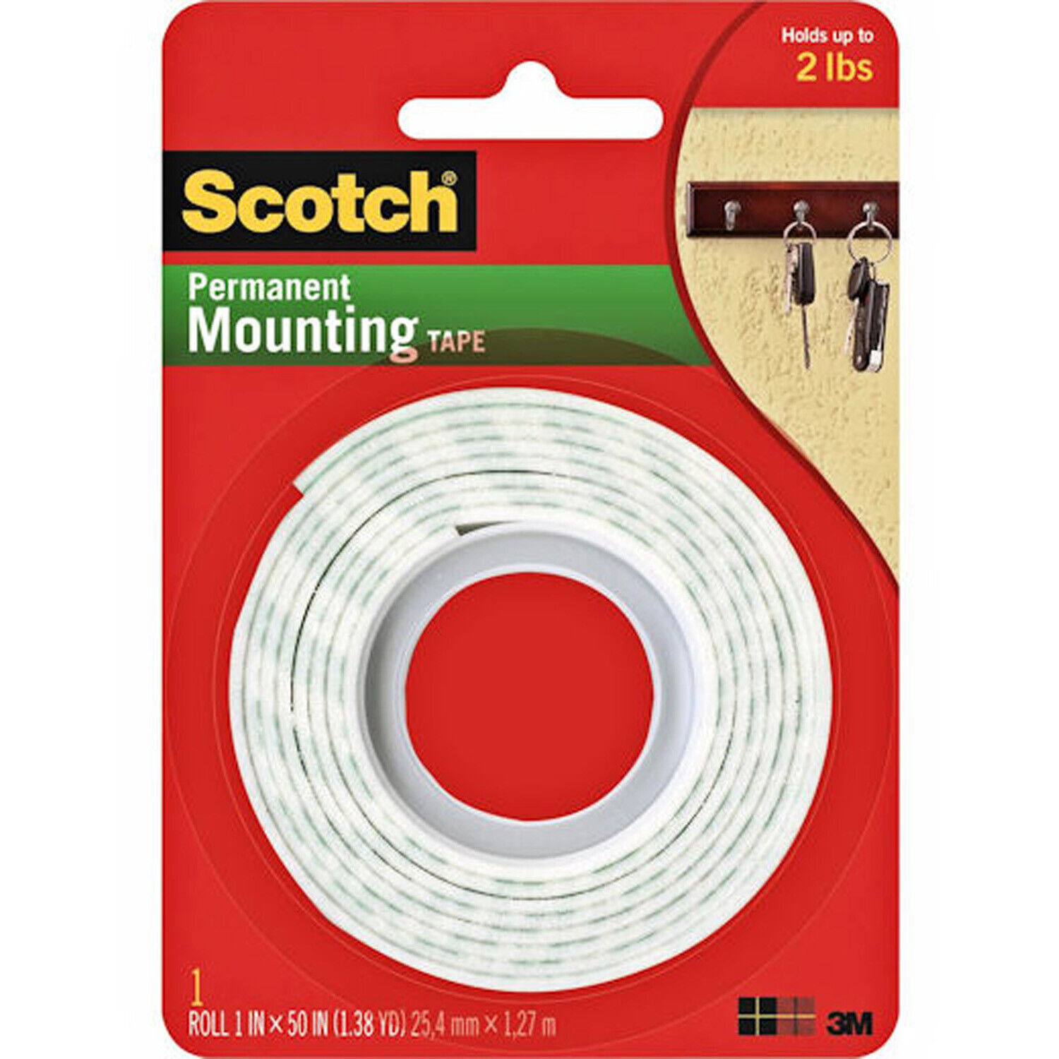 3M 思高® 雙面海綿膠貼114P, 1" x 50"