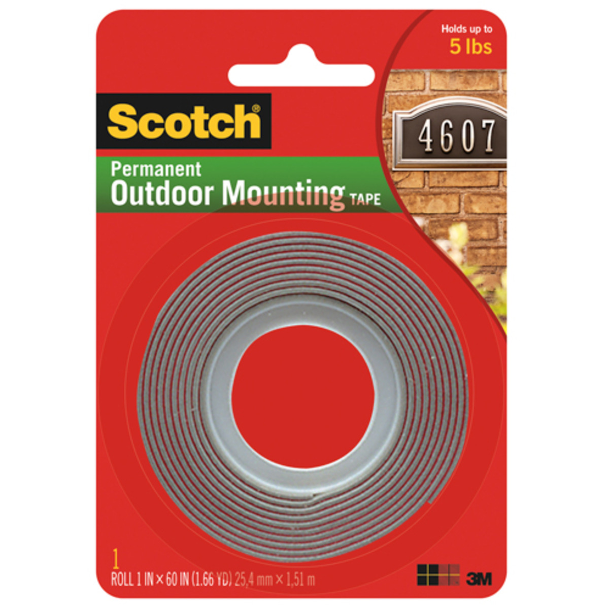 3M 思高® 戶外用強力雙面膠帶4011, 1" x 60", 灰色
